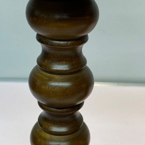 Vintage Wood Brass Set of 2 Candle Holders Homco Gold Tone 9.5"x4" MCM Retro - Picture 11 of 16